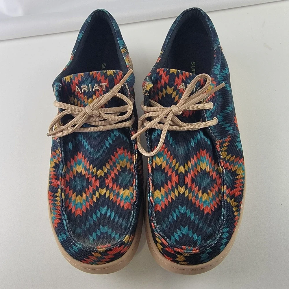 Ariat Hilo Mens 11D Navy Southwestern Geometric Print Moc Toe Loafers 10035816